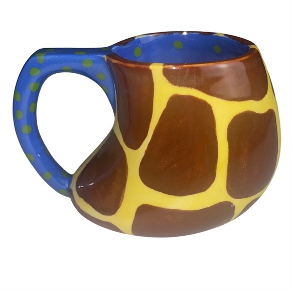 Giraffe Print Ceramic Mug Safari Animal Boho Whimsical Cottagecore Coffee Cup - Picture 2 of 9